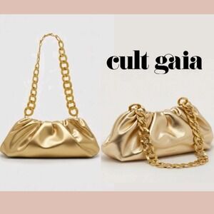 NEW $598 cult gaia DULCE Shoulder bag or Clutch in Brass / Gold
